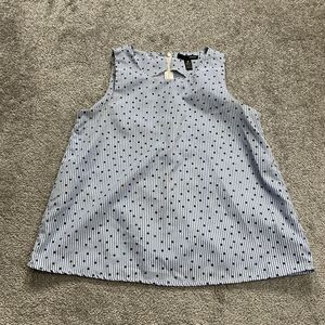 Aqua By Bloomingdale's Blouse Womens XS Blue White Striped Stars Sleeveless Top
